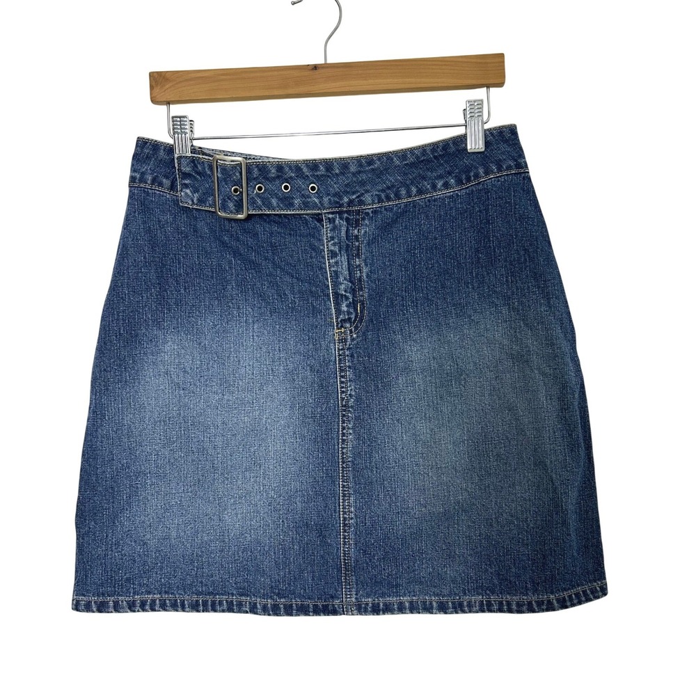 Y2K Mossimo Denim Mini Skirt Women 9 Blue Buckle90s Grunge new york